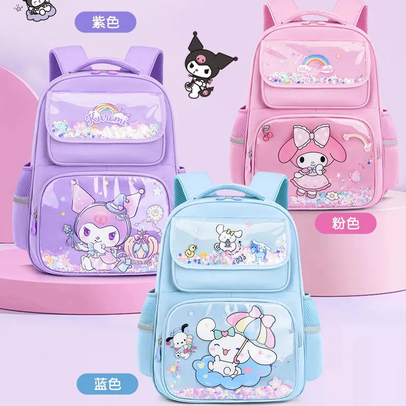 Pupil Schoolbag Backpack Lightweight Student Large Capacity Children's Cute Bags Cinnamoroll  Kuromi Sanrio My Melody Child GlowCart