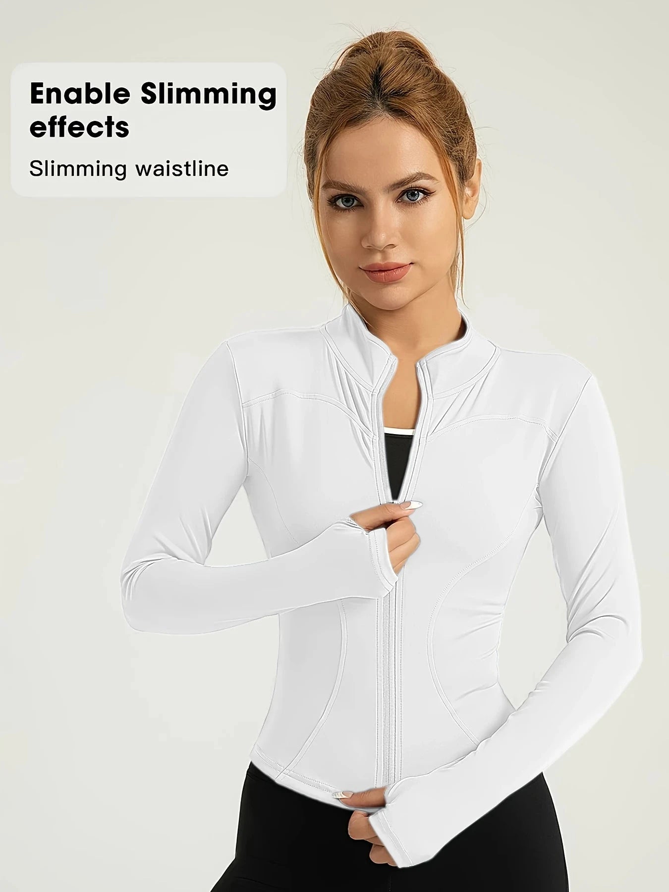 Women's Slim Fit Long Sleeved Yoga Jacket Nude Zipper Professional Running Training Fitness Top for Autumn And Winter GlowCart