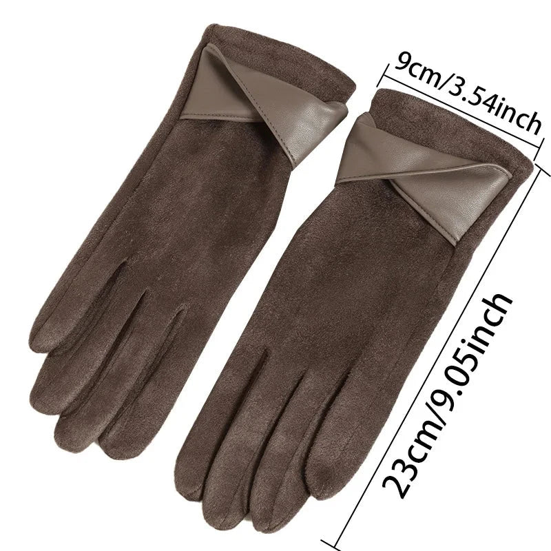 Fashion Winter Padded Warm Gloves Elegant Solid Color Suede GlowCart
