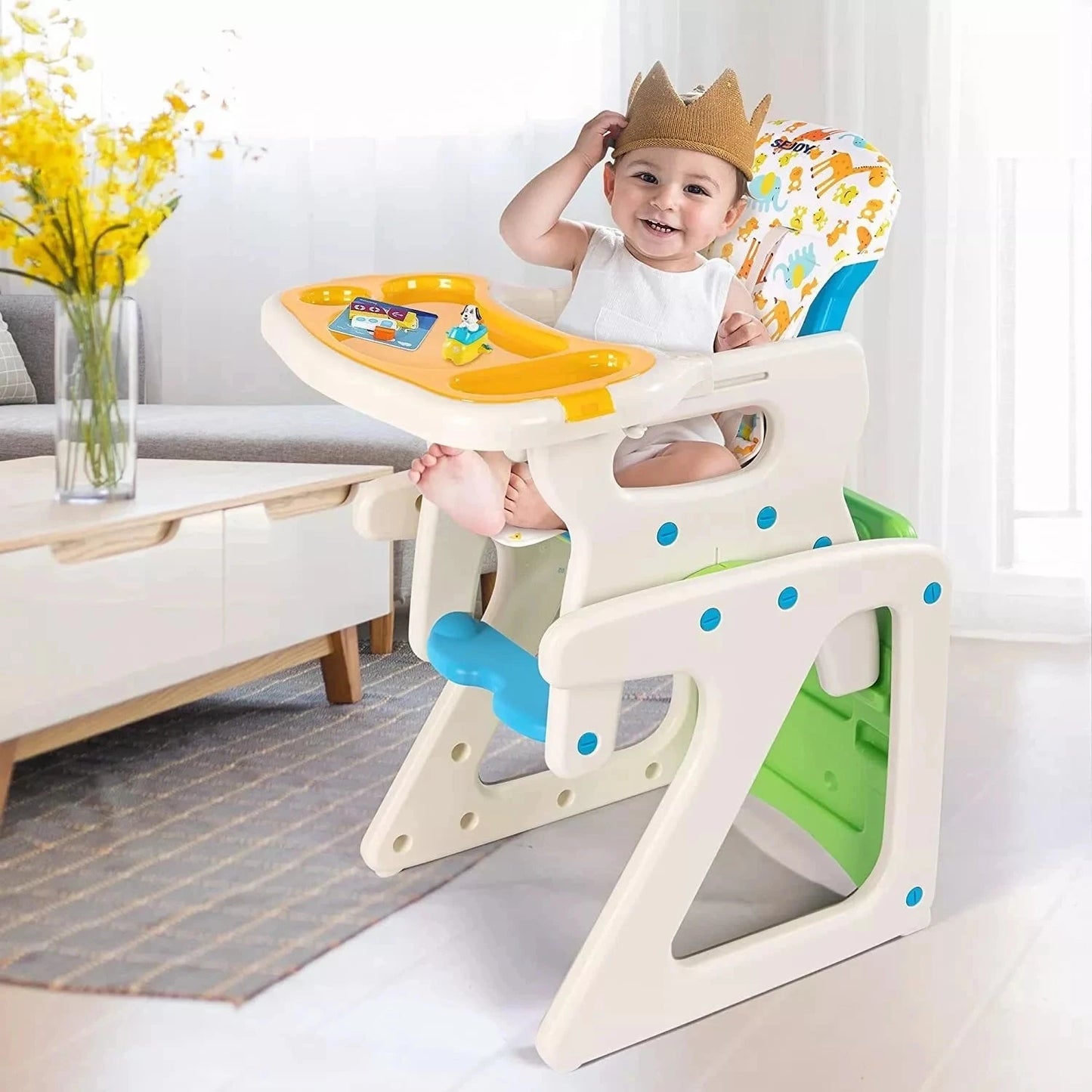 SEJOY High Chairs For Babies Toddlers 3-in-1 Baby High Chair Adjustable Backrest Infant Baby Feeding Chair For Eating GlowCart