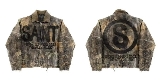 Y2K Leaf Camo Zip Up Jacket Coats Mens Punk Heavy Industry GlowCart