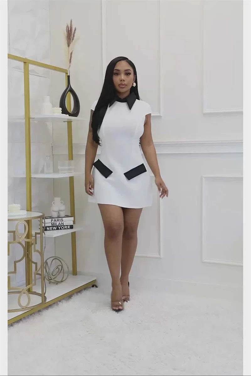 Elegant Fashion A-line Mini Dress Women Peter Pan Collar Cap GlowCart