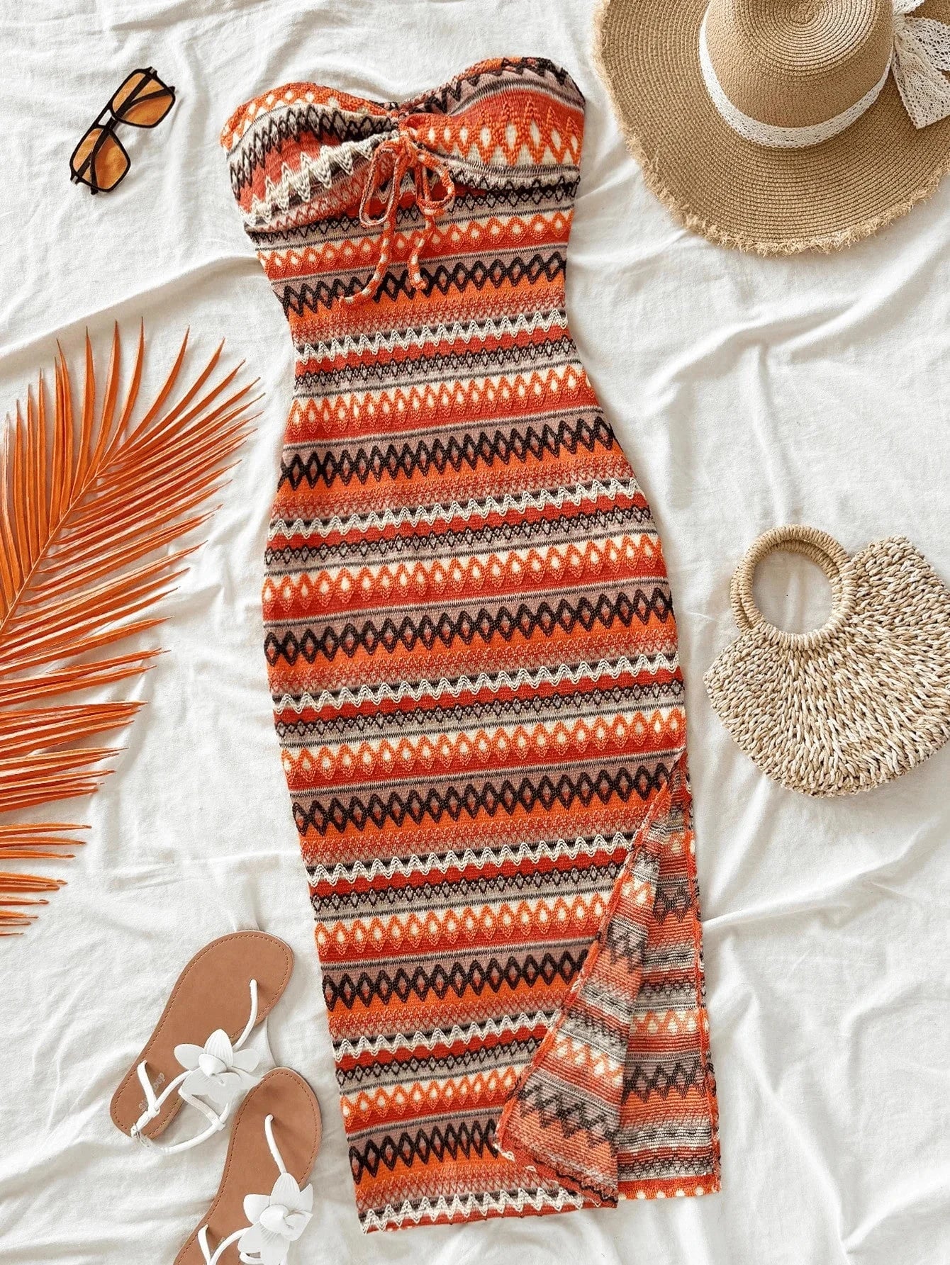 Women's Casual Sexy Bow Wrap Chest Patchwork Slim Dress GlowCart