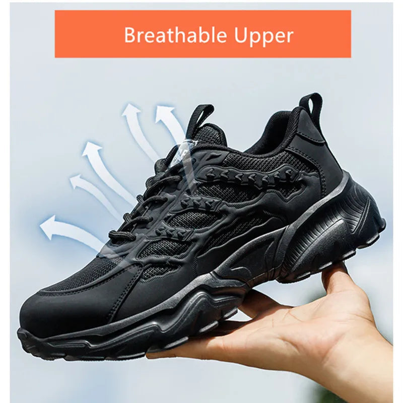 white work shoes lightweight comfortable safety shoes man women work shoes with a steel toe puncture proof safety work sneakers GlowCart