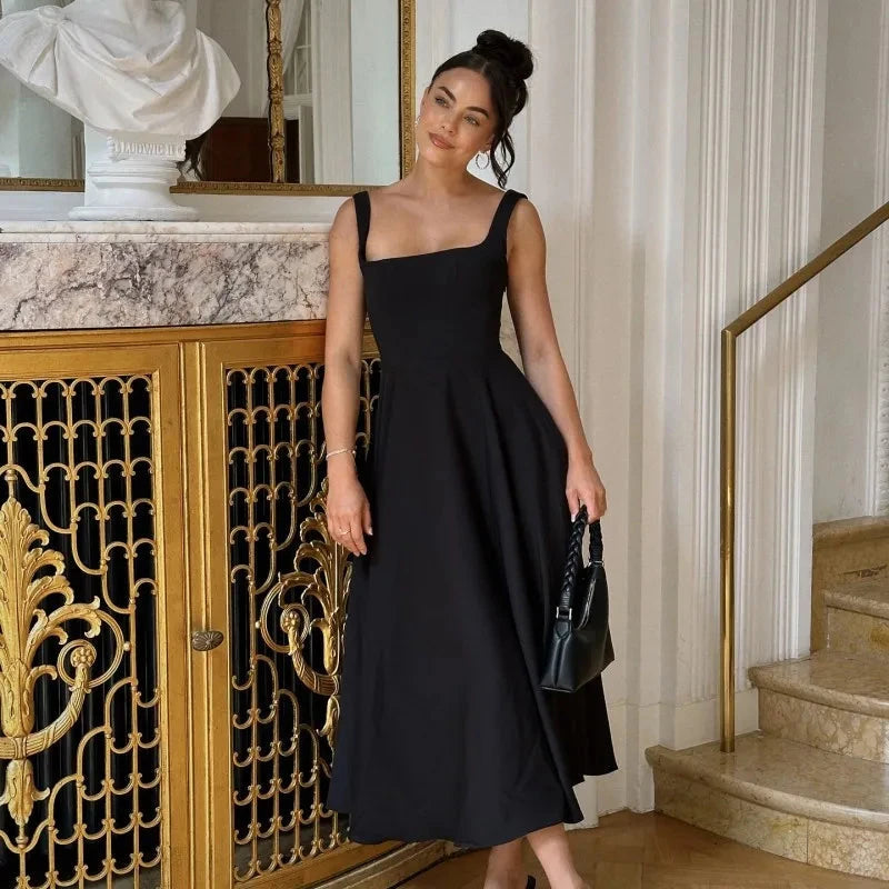 JULISSA MO Sexy Square Collar Women Maxi Dress White GlowCart