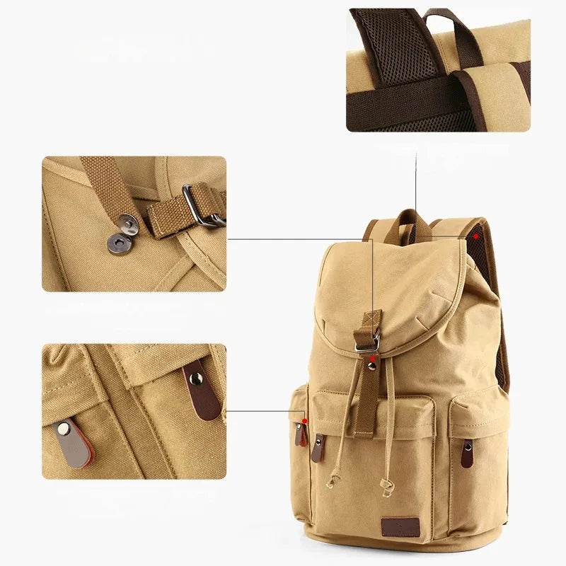 MOYYI Men Vintage Canvas Backpack Large Capacity 15.6inch GlowCart