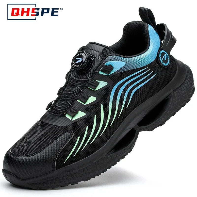 Rotating Button New Safety Shoes Men Anti-smash Anti-puncture Work Shoes Fashion Men Sport Shoes Security Protective Boots Men GlowCart