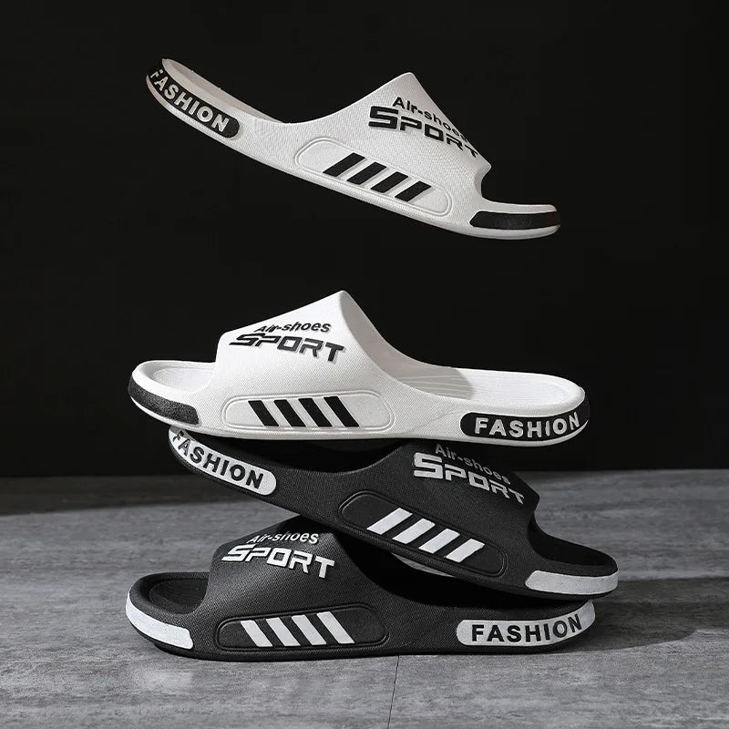 Fashion Men's Slippers PVC Soft Sole Non-slip Slides Casual Outdoor Beach Flip Flops Home Bathroom Couples Slippers New Sandal GlowCart