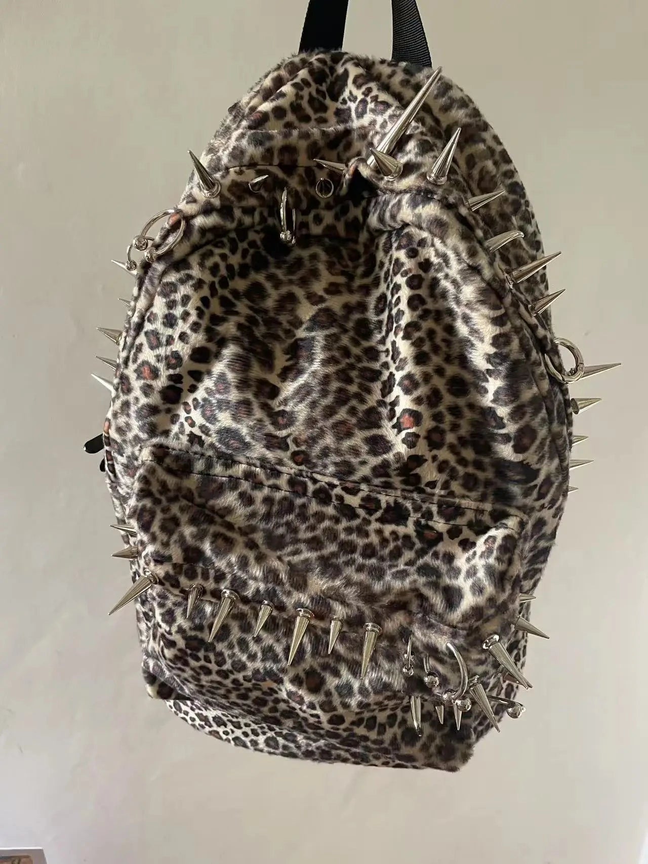 punk rivet leopard print backpack men's bag large capacity GlowCart