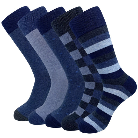 5 Pairs Mens Dress Socks stripe Plus Size，High Quality Combed Cotton Crew Socks，business Cool Breathable Casual Socks for men GlowCart
