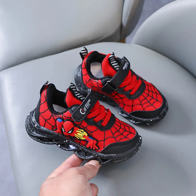 Disney LED Casual Sneakers Red Black For Spring Boys Mesh Outdoor Shoes Children Lighted Non-slip Shoes Size 21-30 GlowCart