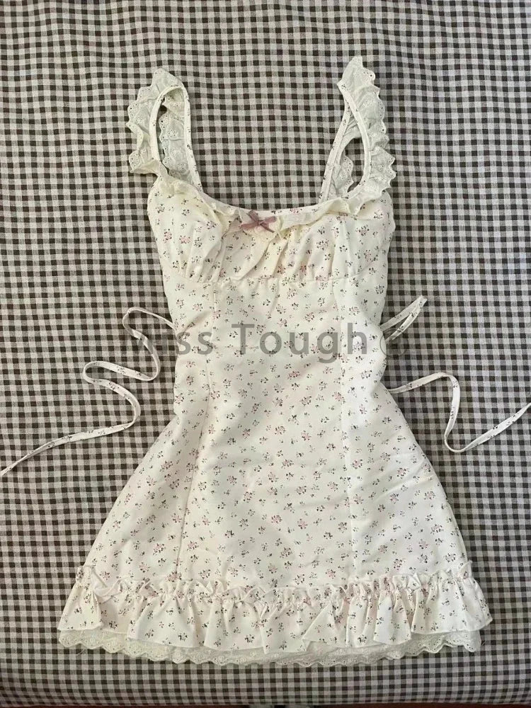 Summer French Sweet Tunic Waist Dress Women Gentle Strappy GlowCart