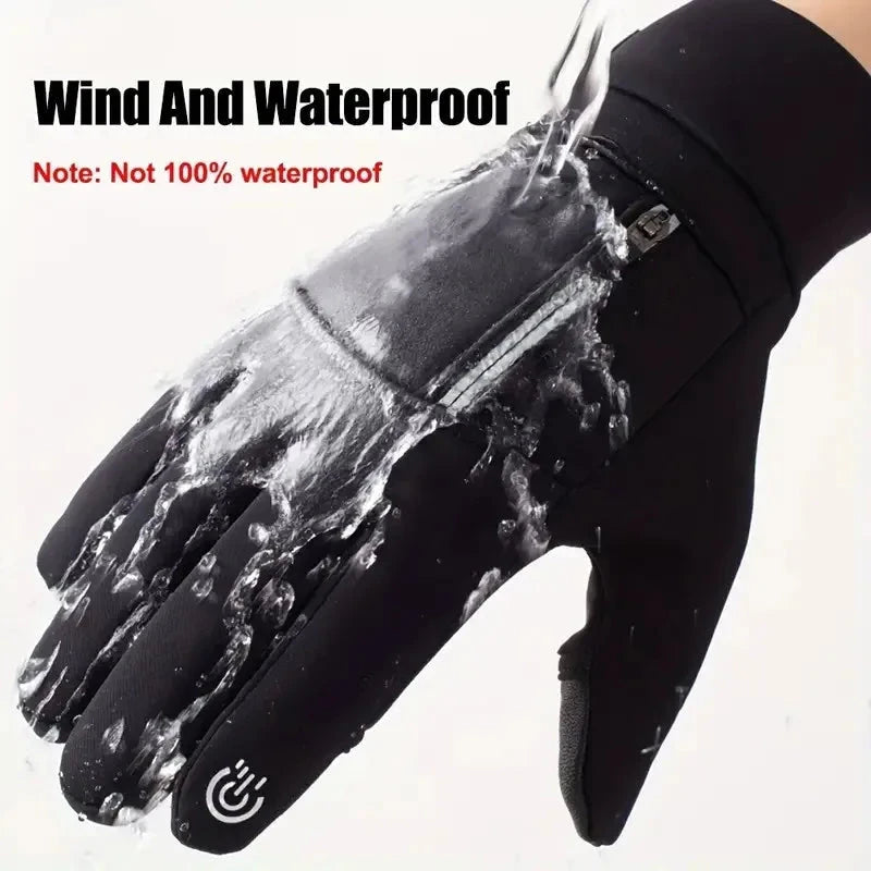 MuqiNush Winter Men's Warm Gloves Flip Cover Exposed Two Fingers Windproof Touch Screen Outdoor Sports Skiing Running Fishing GlowCart