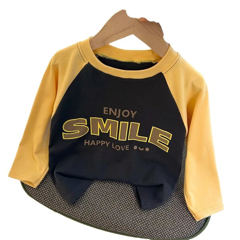 New Autumn Girls and Boys Long Sleeve T-shirt Base Shirt Letter Korean Style Children Clothing GlowCart