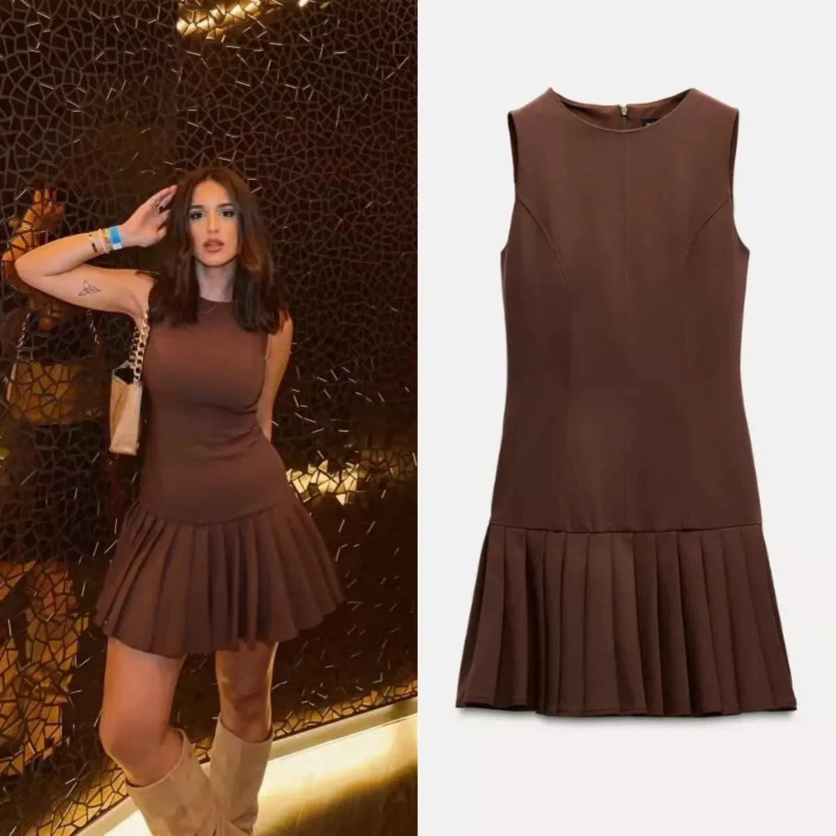 3D Cutout Mini Dress with ETJ 2025 New Product, Pleated GlowCart