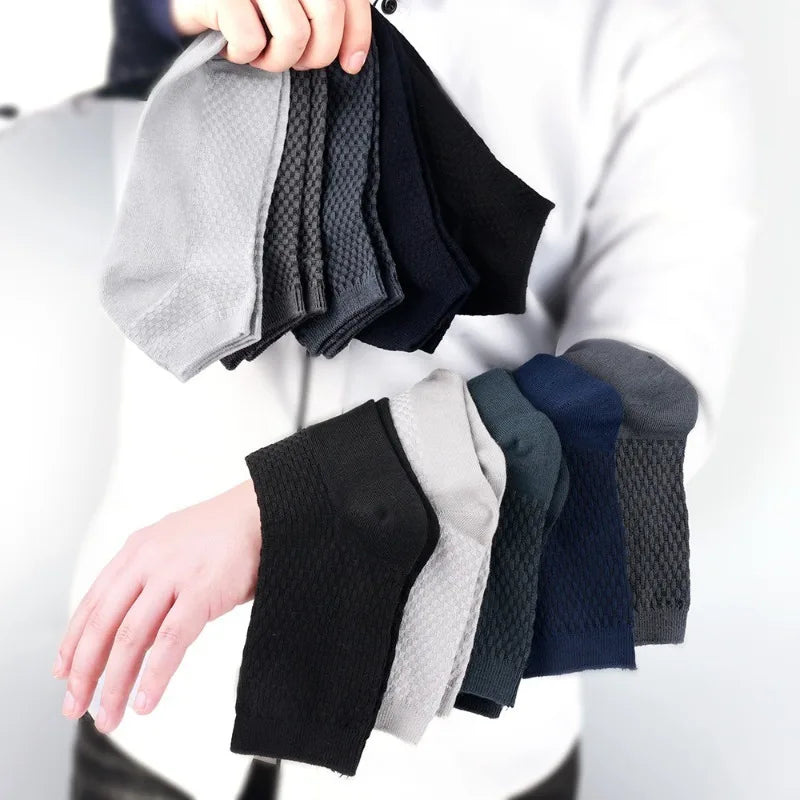 Quality Bamboo Fiber Sock New Compression Men Casual Business Anti-Bacterial Breatheable Solid Color Mid-tube Stockings GlowCart