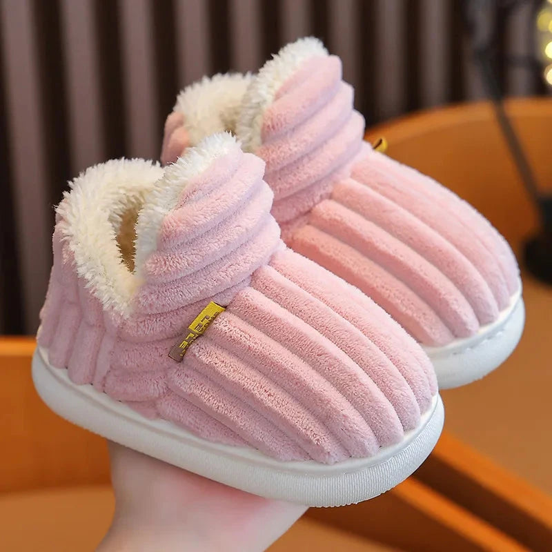 Smile Pop Winter Children's Cotton Slippers For Boys And Girls Non-slip Warm Slippers Children's Plush Home Baby Cotton Slippers GlowCart