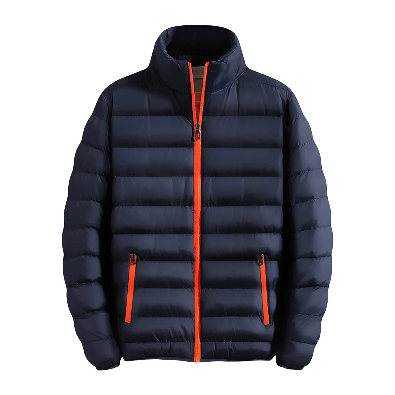 New Thickened Color Cotton Coats For Men Autumn And Winter Padding Jacket Stand Collar Zippered Cardigan Temperament Coat GlowCart