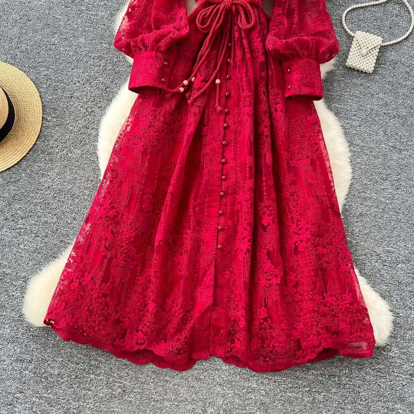 Luxury Embroidery Formal Dresses Women Summer Autumn Lantern GlowCart