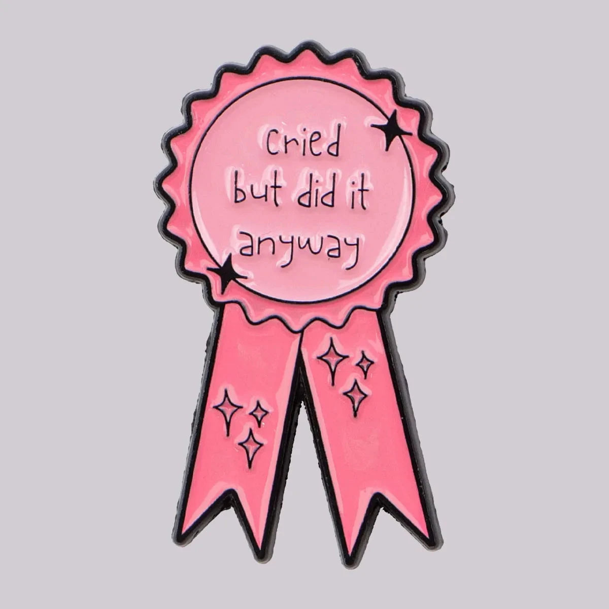 Funny "Cried" Enamel Pin Pink Ribbon Brooch Pines Lapel Pins GlowCart