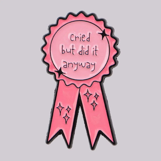 Funny "Cried" Enamel Pin Pink Ribbon Brooch Pines Lapel Pins GlowCart