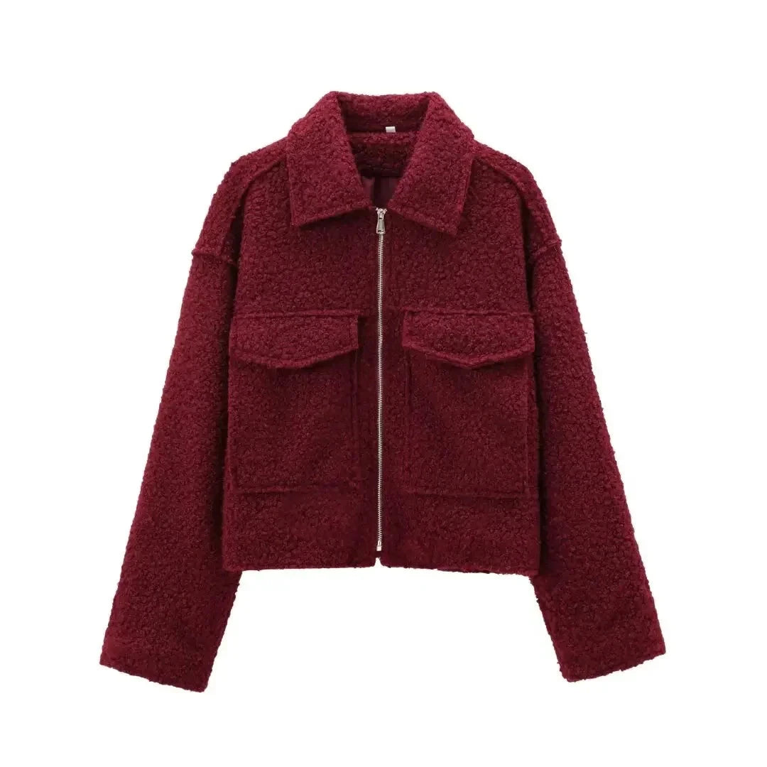 HXAO Women's Winter Tweed Jacket Women Coat Autumn Suede GlowCart