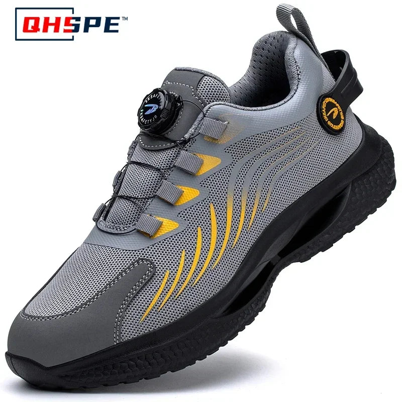 Rotating Button New Safety Shoes Men Anti-smash Anti-puncture Work Shoes Fashion Men Sport Shoes Security Protective Boots Men GlowCart