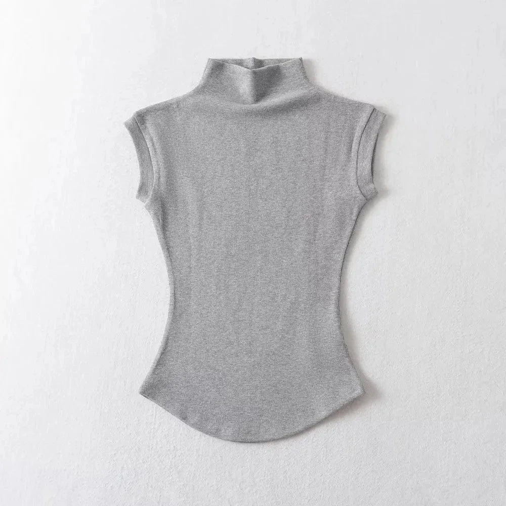 Women Summer Sexy Turtleneck Sleeveless T-Shirts Tops Solid GlowCart
