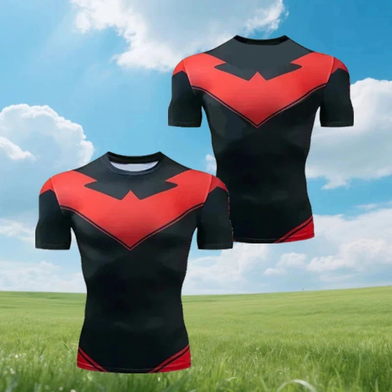 Red Nightwing Short-Sleeved Compression Shirt Print T-Shirt GlowCart