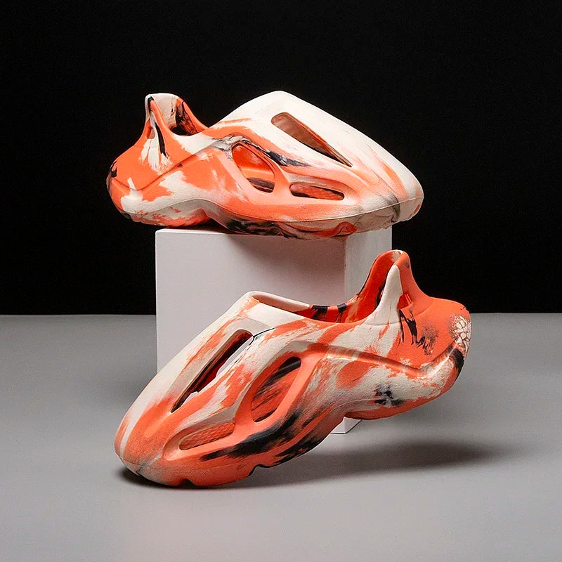 Men's and Women's Slippers Summer Beach Hole Shoes Outdoor Anti Slip Lace Up Dyeing Designer Personalized Hollow Shoes 2025 New GlowCart