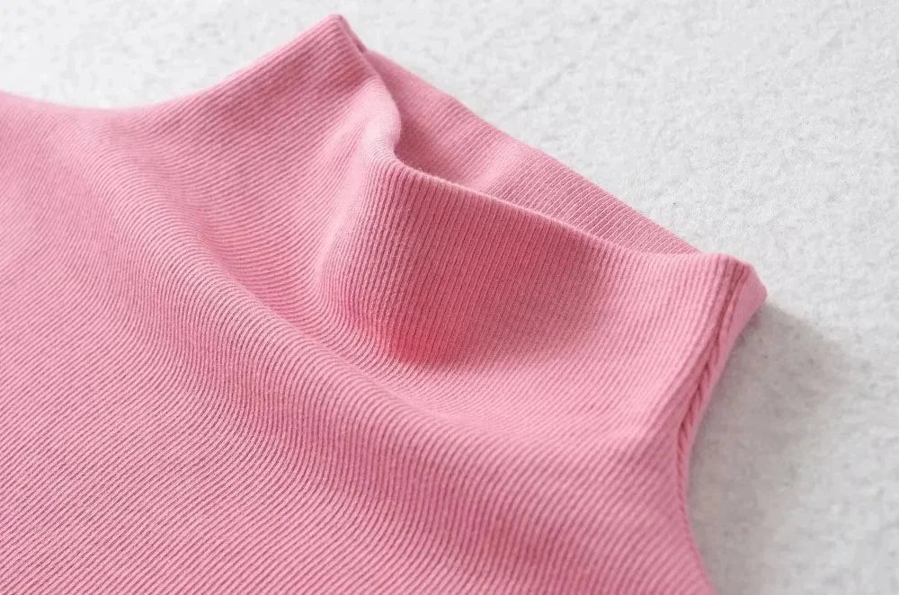 Women Summer Sexy Turtleneck Sleeveless T-Shirts Tops Solid GlowCart