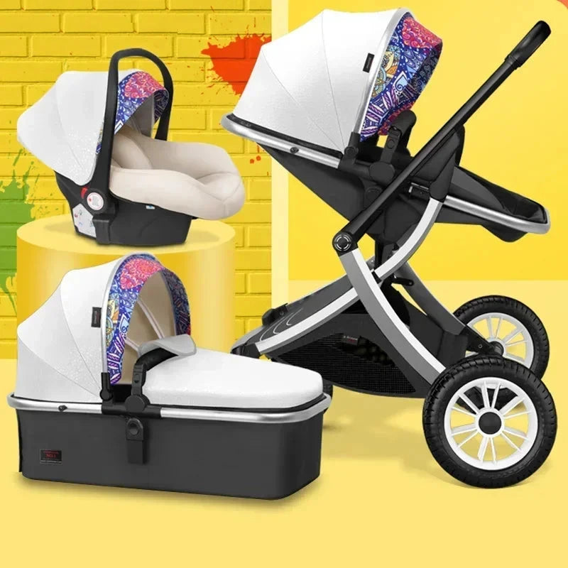 Baby stroller 3 in 1 High Landscape Stroller Reclining Baby Carriage with car seat Foldable Stroller Bassinet Puchair Newborn GlowCart