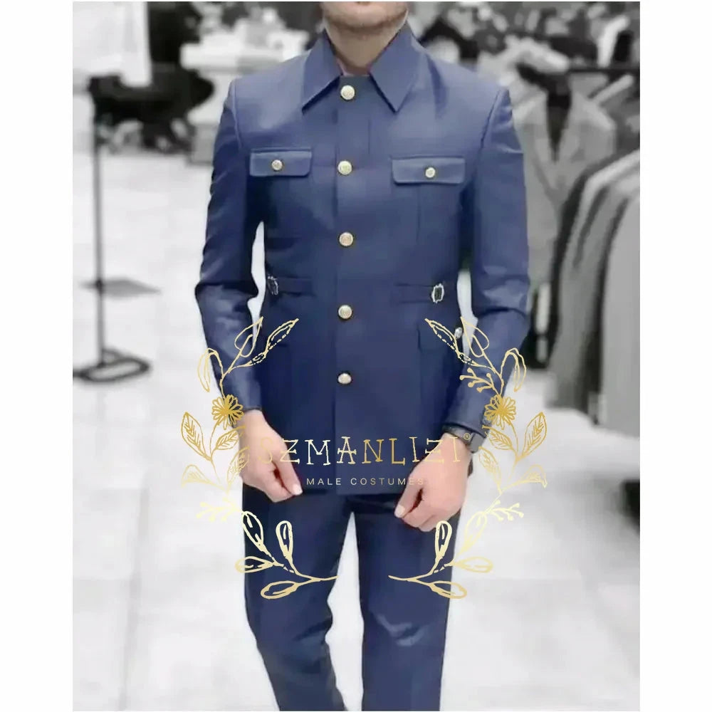 Latest Design Houndstooth Jacket Men‘s Suit Set Brown Pant GlowCart