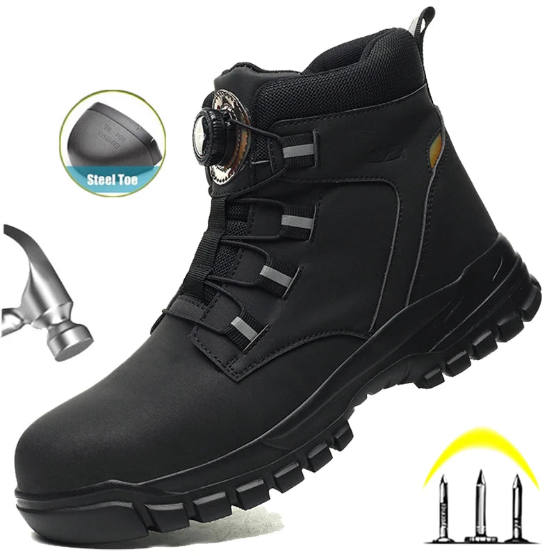 Rotating Button Work Shoes for Men Anti Puncture Work
