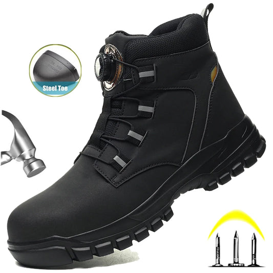 Rotating Button Work Shoes for Men Anti Puncture Work