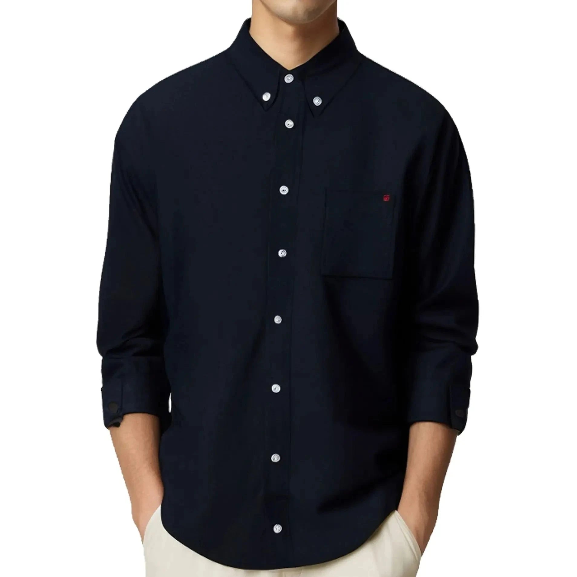 CHCH Brand 100% Cotton Shirt Men Solid Color Long Sleeve GlowCart