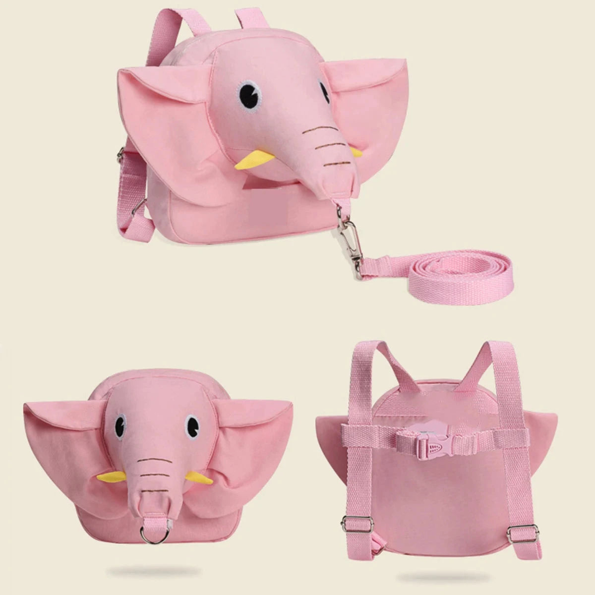 Cartoon anti walking lost shoulder backpack baby girls boys Elephant small bags with traction rope anti lost toddler schoolbag GlowCart