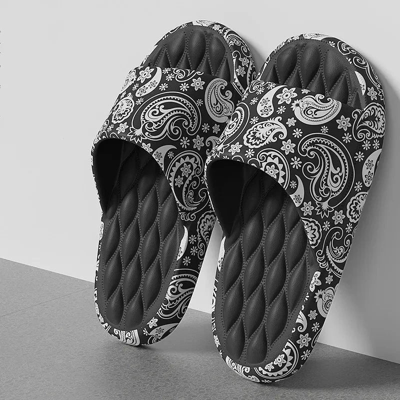 Plus Size 48 Graffiti Men Slippers Sole EVA Indoor Open Toe GlowCart