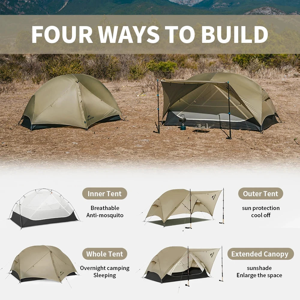 Naturehike Mongar UL 2 Tent 2 Person Backpacking Tent 20D GlowCart