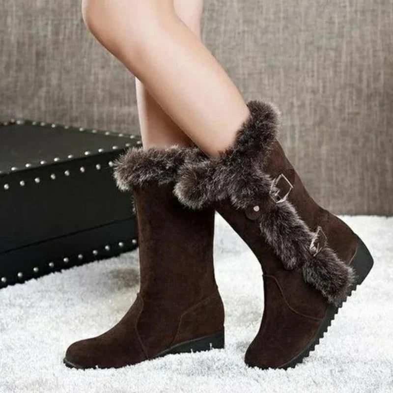 New Winter Women Boots Casual Warm Fur Mid-Calf Boots shoes GlowCart