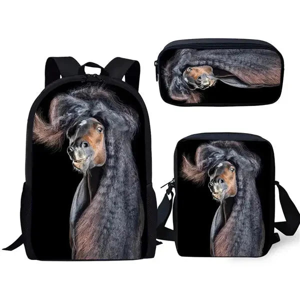 Cartoon Popular Friesian Horse 3D Print 3pcs/Set pupil GlowCart