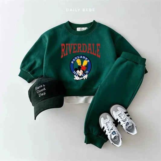 Disney Cotume Boys Long-sleeved Suits New Casual Sports Tops Sweatpants 2Piece Set 2025 Spring Autumn Clothes Child Outfits GlowCart