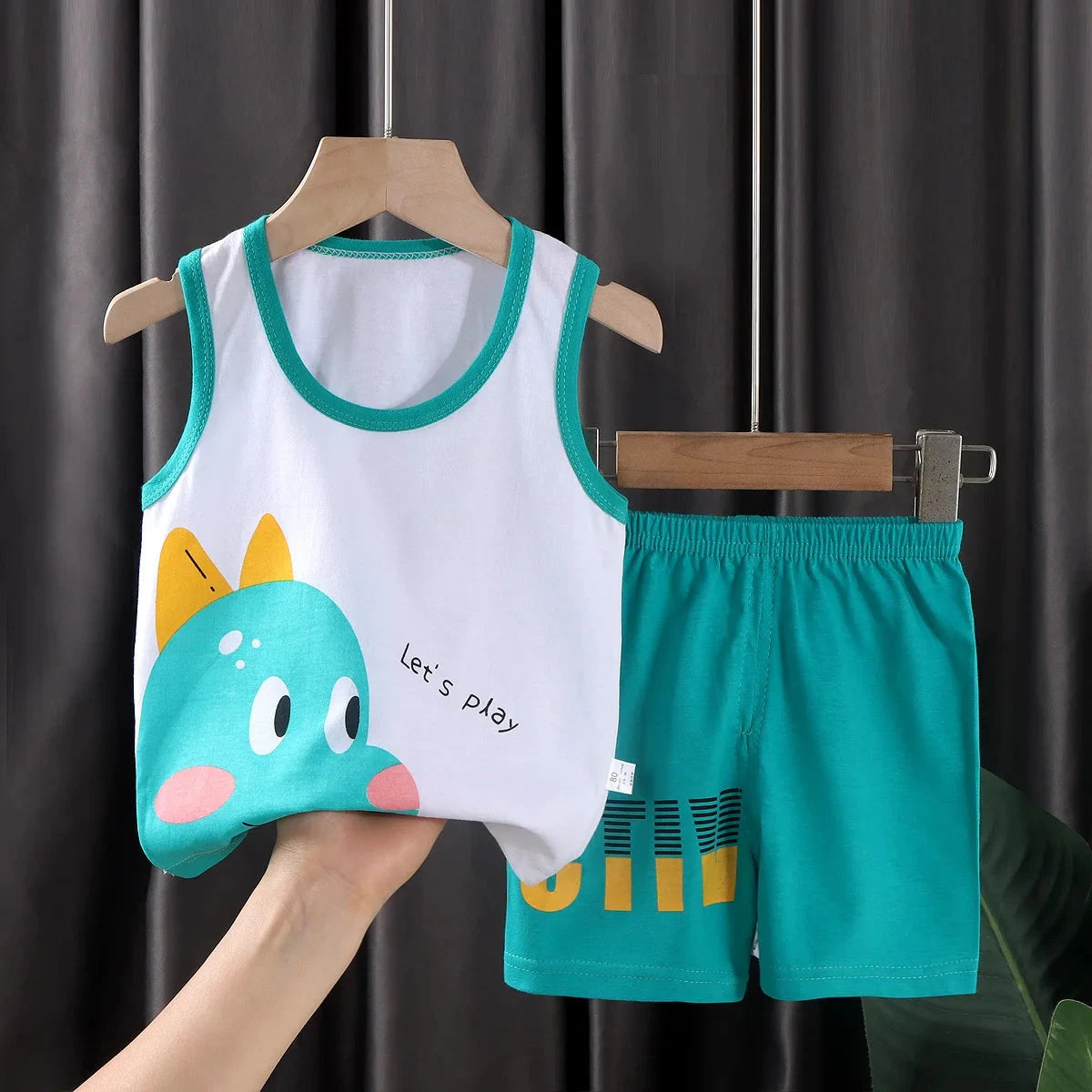 2PCS Children Sets Kids Clothes Vest Suit  Summer Children Clothing baby Cotton T-Shirts Shorts Tank Top  Boys Girls Sleeveless GlowCart