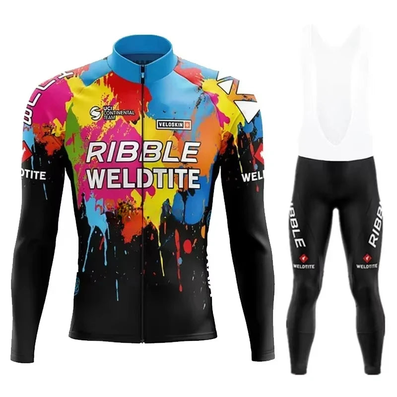 White  Cycling Jersey Set Ribble Weldtite Cycling Clothing Autumn Men Road Bike Shirt Bicycle Tights Mtb Maillot Culotte GlowCart