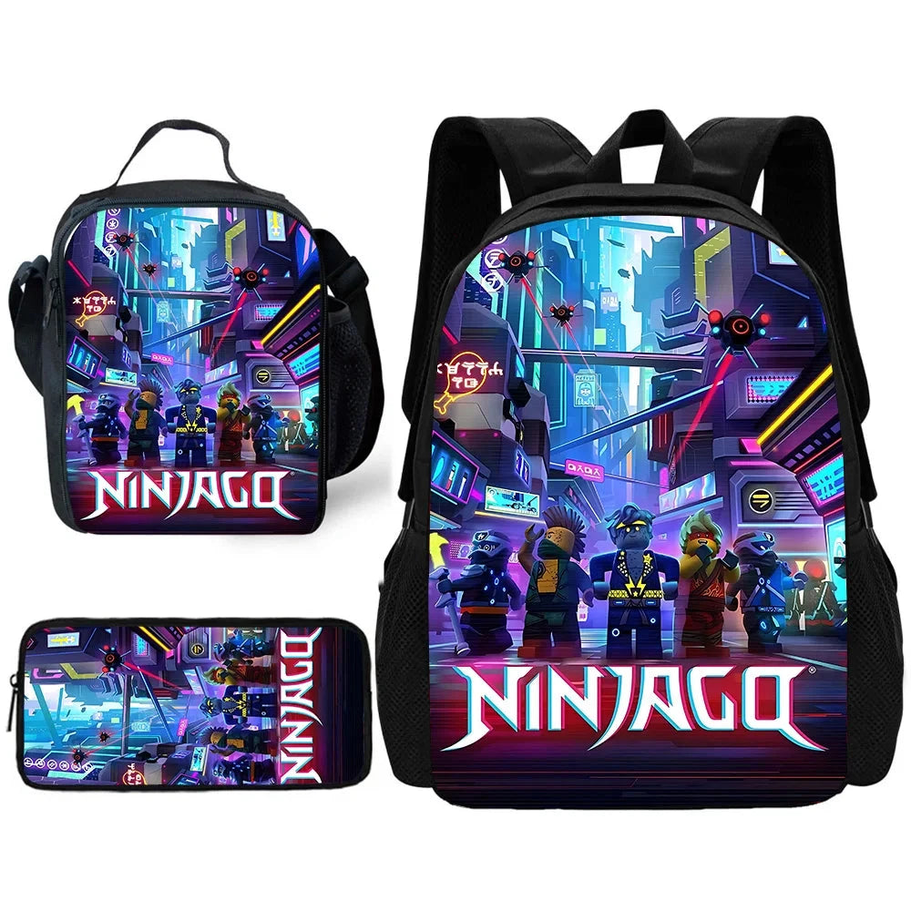 Child School Sports Game N-NinjagoS Backpack with Lunch Bags ,Pencil Bags ,School Bags for Boys Girls Best Gift GlowCart