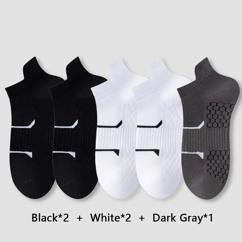 5pcs Men's Short Sports Socks Summer For Running Breathable Casual Soft Comfortable Polyester Sports Socks Thin GlowCart