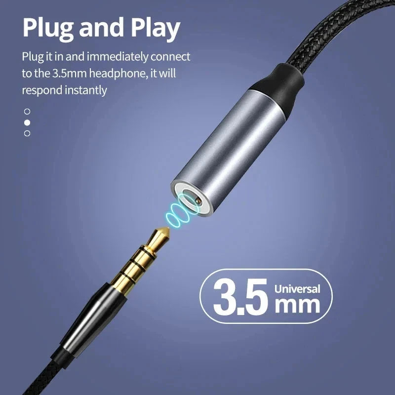 USB C To 3.5mm Female Headphone Jack Adapter Type C Aux GlowCart