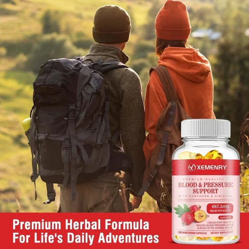 Blood & Pressure Support Capsules - for Blood Circulation, GlowCart