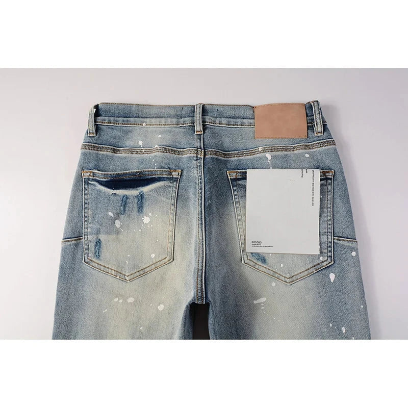 Men's American High Street Distressed Washed Light Blue GlowCart