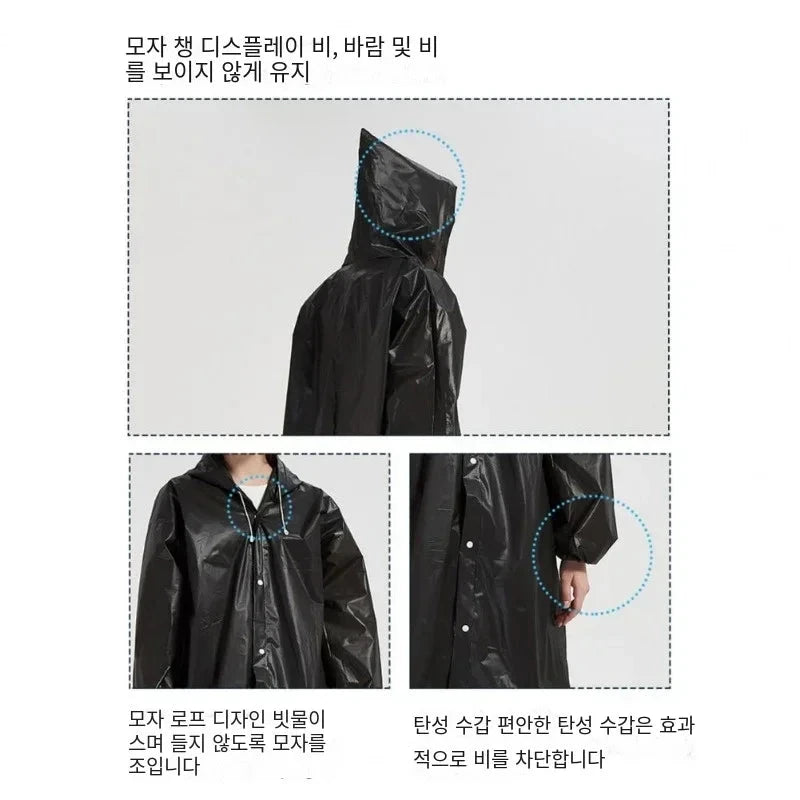 Fashion Black Adult Windbreaker Style Waterproof Long GlowCart